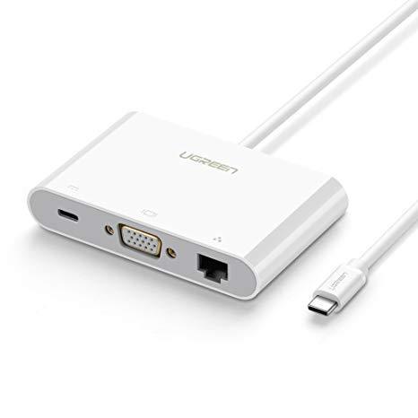 UGREEN USB C to VGA Ethernet Adapter with USB 3.0 USB 2.0 Hub, Type C for Power Delivery LAN Adapter for 12-inch Macbook-External Video Display Adapters-UGREEN-brands-world.ca