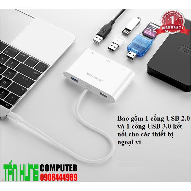 UGREEN USB C to VGA Ethernet Adapter with USB 3.0 USB 2.0 Hub, Type C for Power Delivery LAN Adapter for 12-inch Macbook-External Video Display Adapters-UGREEN-brands-world.ca