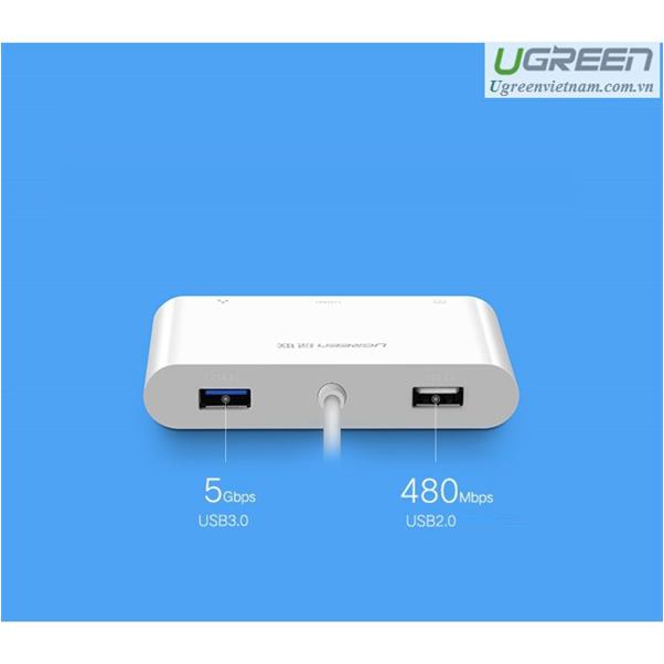UGREEN USB C to VGA Ethernet Adapter with USB 3.0 USB 2.0 Hub, Type C for Power Delivery LAN Adapter for 12-inch Macbook-External Video Display Adapters-UGREEN-brands-world.ca