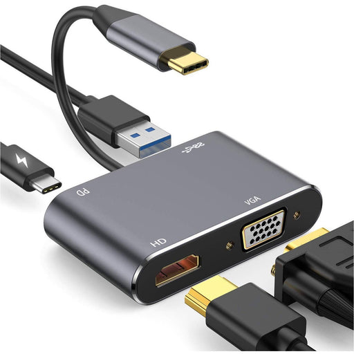 USB C to 4K HDMI VGA Adapter, 4 in 1 Type C Hub with HDMI, 1080P VGA, USB...-External Video Display Adapters-SAMA-brands-world.ca