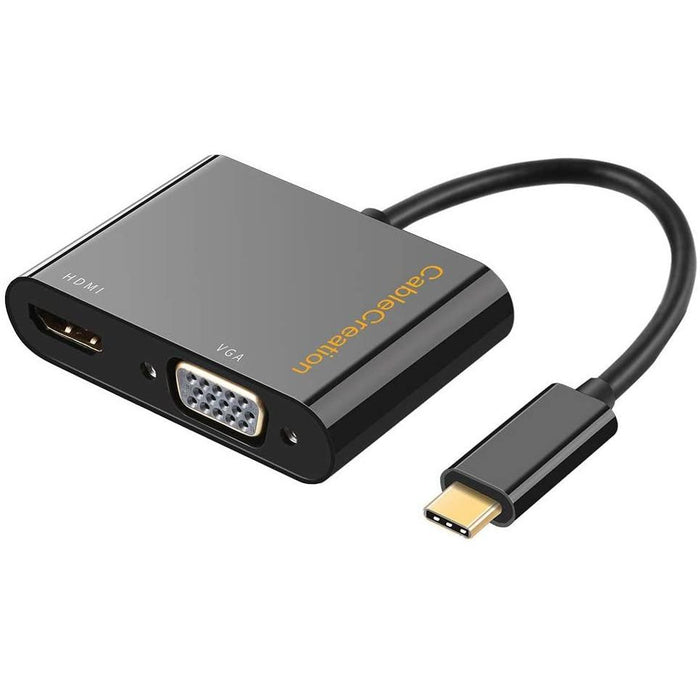USB C to HDMI + VGA, CableCreation Type C (Thunderbolt 3 [1-Pack], Black-External Video Display Adapters-CableCreation-brands-world.ca