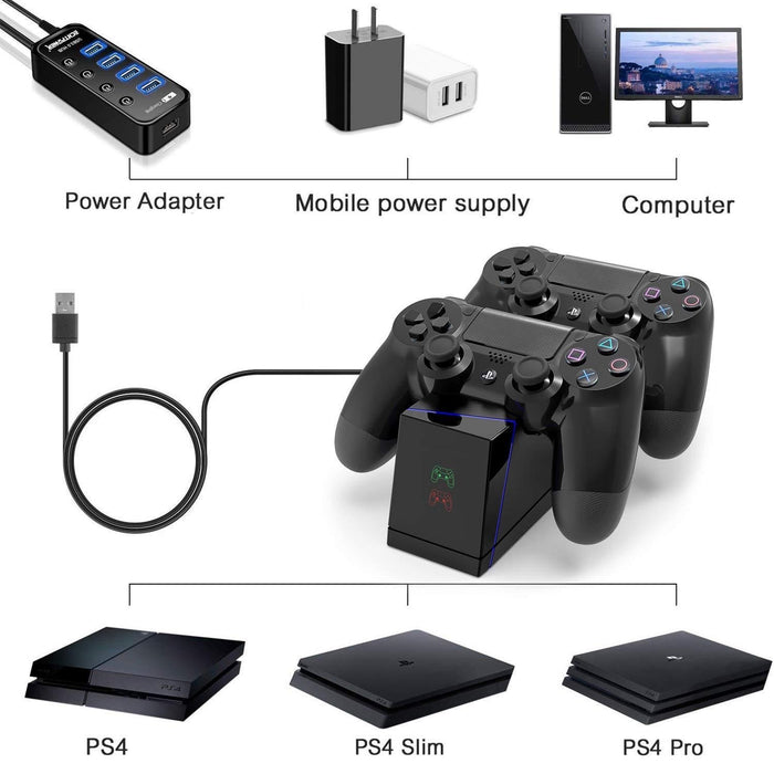 USB Charging Station DualShock Playstation4 / PS4 / PS4 Slim / PS4 Pro Controller-PS4 Power Cords & Charging Stations-SAMA-brands-world.ca