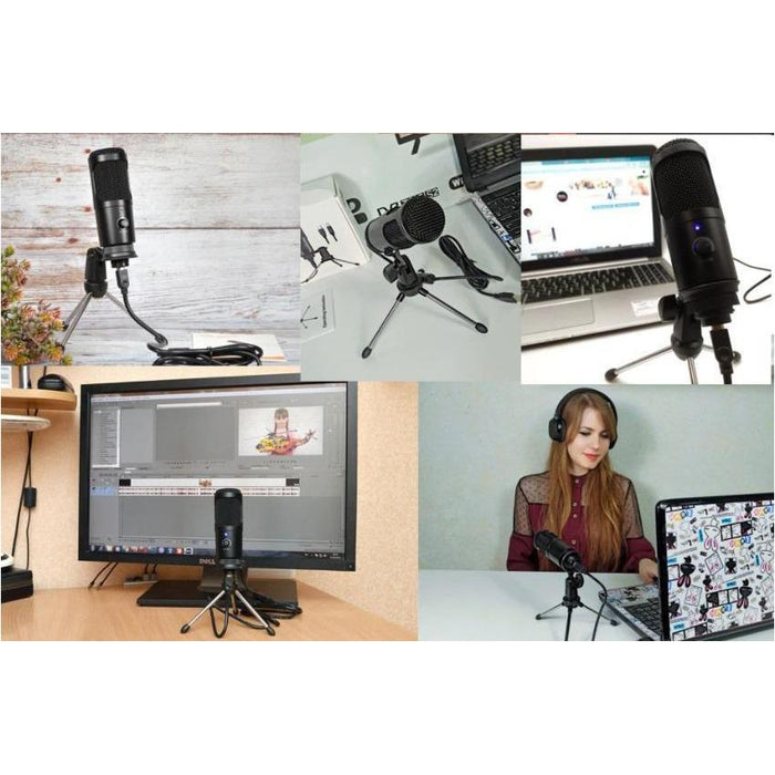 USB Computer Studio Recording Condenser Microphone for Streaming Broadcast Microphone with Tripod Stand-Condenser Mics-SAMA-brands-world.ca