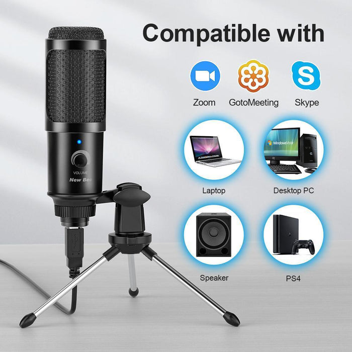 USB Computer Studio Recording Condenser Microphone for Streaming Broadcast Microphone with Tripod Stand-Condenser Mics-SAMA-brands-world.ca