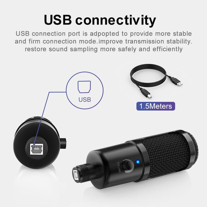 USB Computer Studio Recording Condenser Microphone for Streaming Broadcast Microphone with Tripod Stand-Condenser Mics-SAMA-brands-world.ca