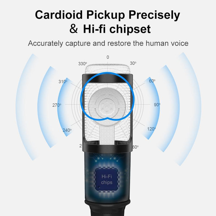 USB Computer Studio Recording Condenser Microphone for Streaming Broadcast Microphone with Tripod Stand-Condenser Mics-SAMA-brands-world.ca