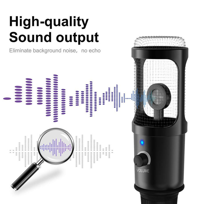 USB Computer Studio Recording Condenser Microphone for Streaming Broadcast Microphone with Tripod Stand-Condenser Mics-SAMA-brands-world.ca