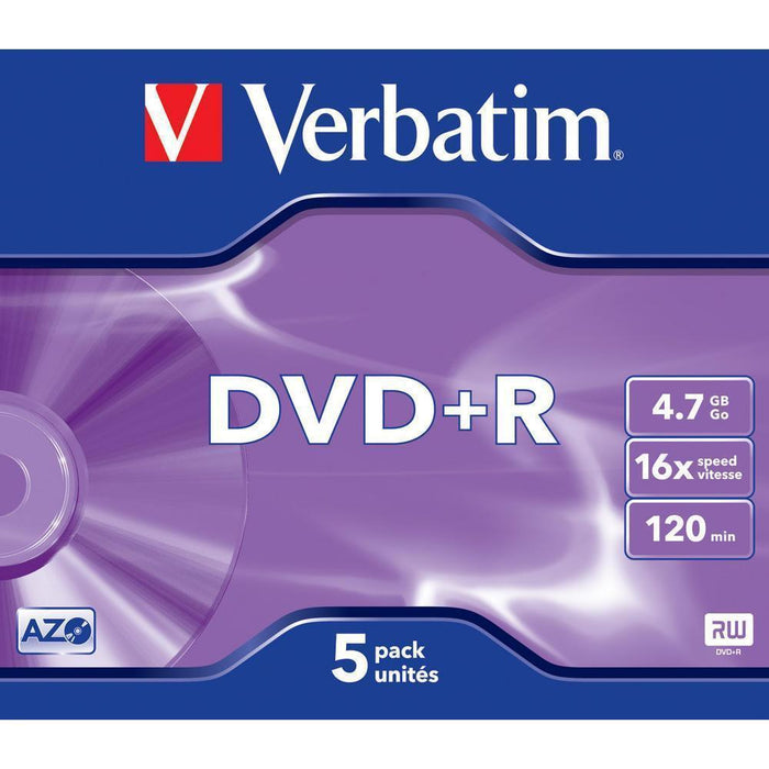 VERBATIM 43497 DVD+R 4.7 GB 5 PK JEWEL CASE 16X 120M-CD & DVD Blank-VERBATIM-brands-world.ca