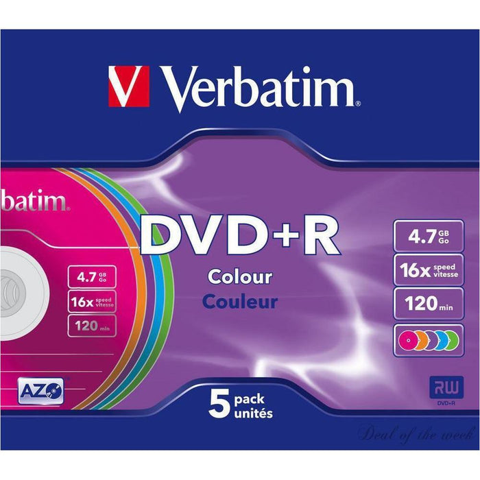 VERBATIM 43556 DVD+R COLOR SLIM PACK 5-CD & DVD Blank-VERBATIM-brands-world.ca