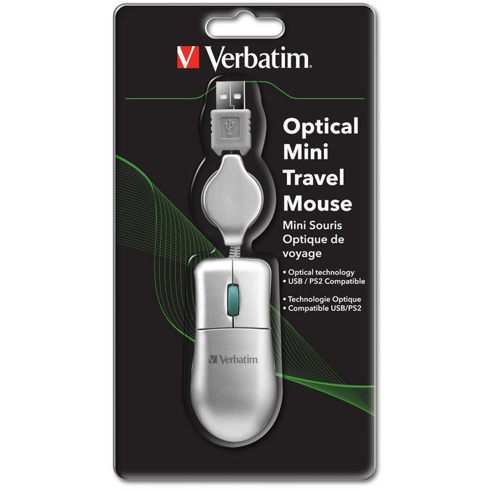 Verbatim Optical Mini Travel Mouse USB PS2 Cable 49003 Gray-Wireless Mice-VERBATIM-brands-world.ca