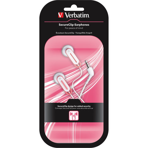 Verbatim SecureClip Earphones Headphones Pink-Wired Earphone-VERBATIM-brands-world.ca