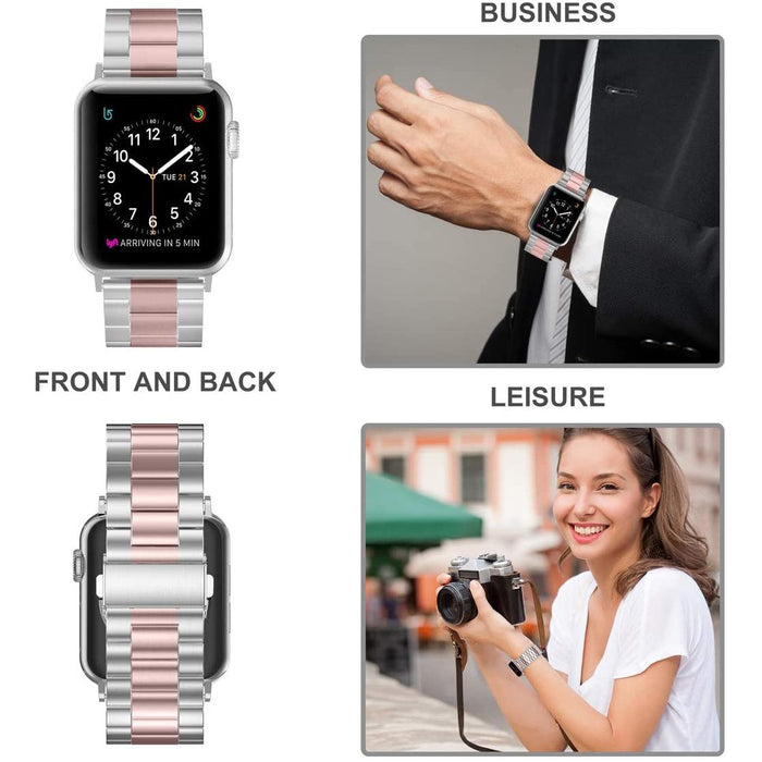 Wearlizer Compatible with Apple For Watch 38mm/40mm, Rose Gold + Silver-Apple Watch Bands & Straps-Wearlizer-brands-world.ca