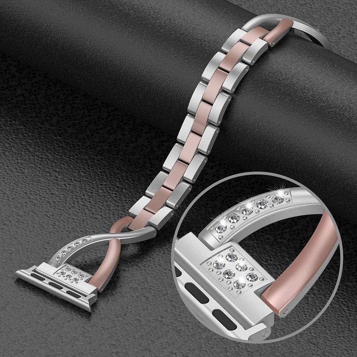 Wearlizer Compatible with Apple Watch Bands 38mm 38mm/40mm, Rose Gold+Silver-Apple Watch Bands & Straps-Wearlizer-brands-world.ca