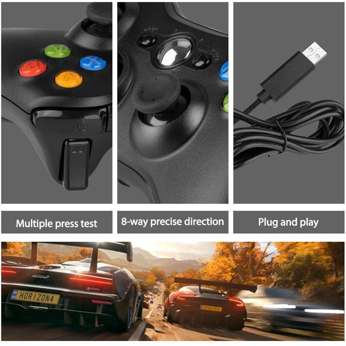 Wired USB Joystick with Dual Vibration and Shoulders Buttons for Xbox 360/Xbox 360 Slim/PC Windows 7/8/10 (Black)-Xbox 360 Controllers-SAMA-brands-world.ca