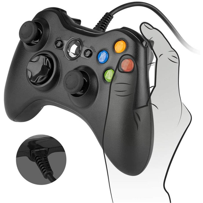 Wired USB Joystick with Dual Vibration and Shoulders Buttons for Xbox 360/Xbox 360 Slim/PC Windows 7/8/10 (Black)-Xbox 360 Controllers-SAMA-brands-world.ca