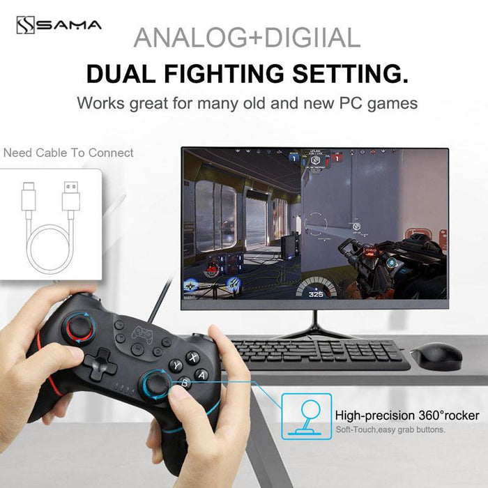 Wireless Bluetooth HD Vibration 6-Axis Gyro Sensor For Nintendo Switch [Grey]-Nintendo Switch Controllers-SAMA-brands-world.ca