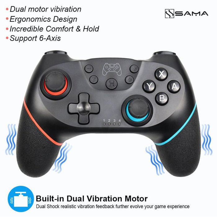 Wireless Bluetooth HD Vibration 6-Axis Gyro Sensor For Nintendo Switch [Red,Blue]-Nintendo Switch Controllers-SAMA-brands-world.ca