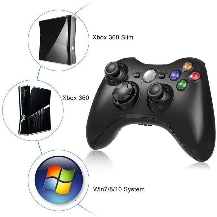 Wireless Controller,2.4GHZ for Xbox 360,Xbox & Slim 360 PC Windows 7,8,10(Black)-Xbox 360 Controllers-SAMA-brands-world.ca