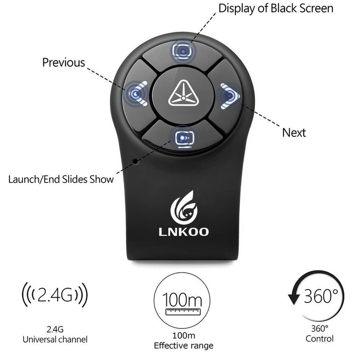 Wireless Presenter Rechargeable, LNKOO RF 2.4GHz Finger Ring Presentation...-Wireless Remote Presenters-LNKOO-brands-world.ca