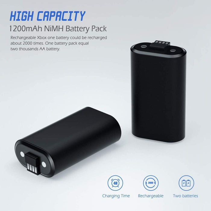Xbox One Battery Pack, 2 x 1200mAh Ni-MH Rechargeable for Xbox...-Xbox One Power Supplies & Battery Packs-YAEYE-brands-world.ca