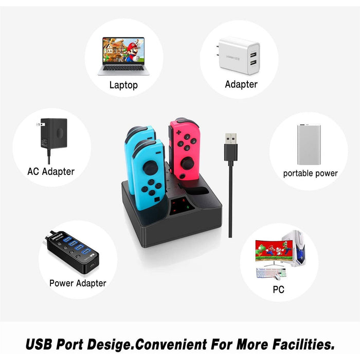 YCCSKY Switch Joy-Con Controller Charger, Charging Dock 4 in 1 Joy con...-Nintendo Switch Power Cords & Charging Stations-SAMA-brands-world.ca