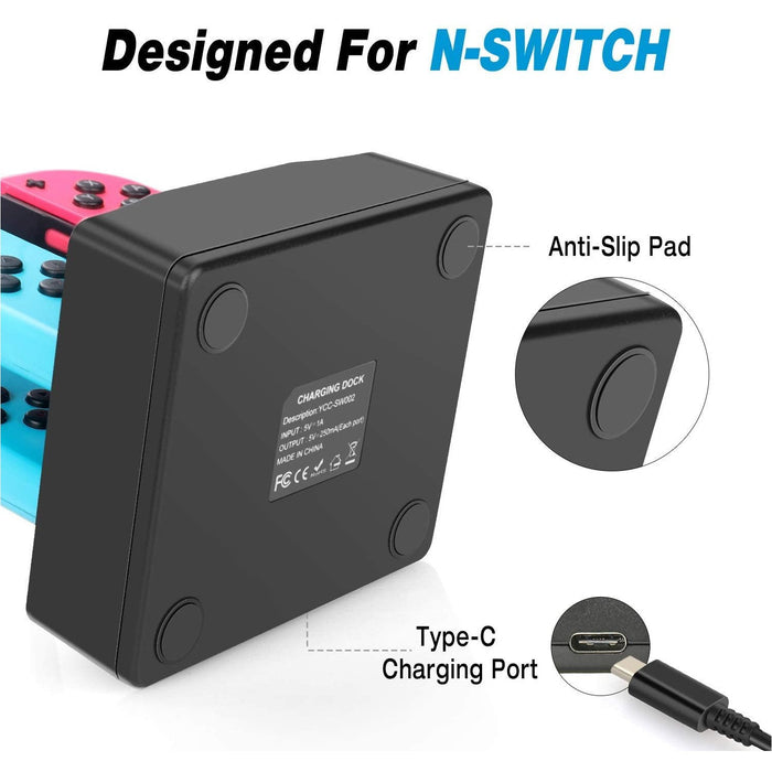 YCCSKY Switch Joy-Con Controller Charger, Charging Dock 4 in 1 Joy con...-Nintendo Switch Power Cords & Charging Stations-SAMA-brands-world.ca